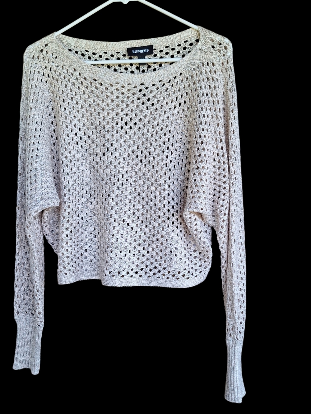 Express Womens S Open Knit Boat Neck Sweater Beachy Festival Boho Resort Indie
